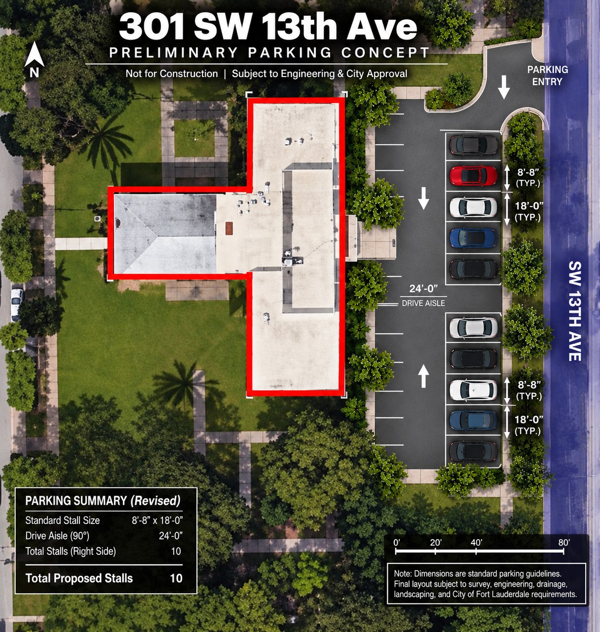Preliminary planning visual for a possible parking layout